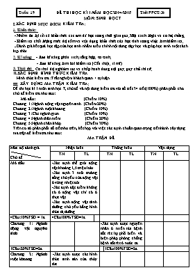 Đề thi học kì I Sinh học lớp 7 - Năm học 2014-2015 - Trường THCS Tô Hiệu